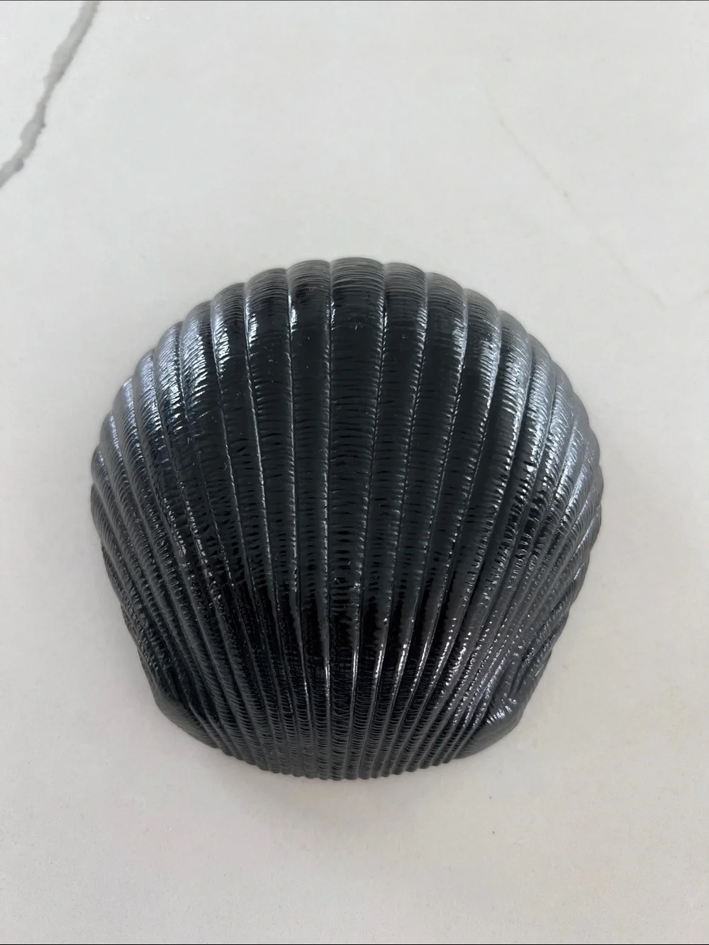 Scalloped Black Glass Shell Bowl